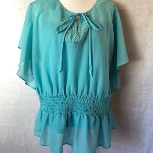 Two-piece, Teal peplum Top